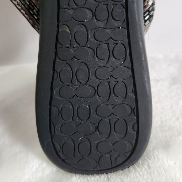 COACH Laurel Leather Silver Gray Bugle Beaded Flip Flop Sandals Size 8 - Picture 14 of 16